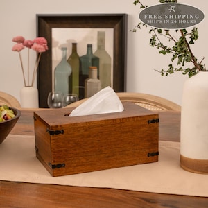 Tissue Box Cover, Wooden Tissue Holder, Farmhouse Bathroom Organizer, Housewarming Gift