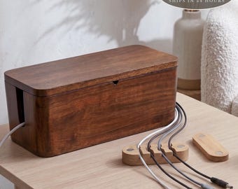 Cable Management Box Available in Different Colors: Cord Organizer, Rustic Storage, Fathers Day Gift