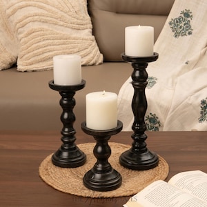 Candlestick Holder, Wood Candle Stand, Dining Table Decor, Wedding Centerpiece, Pillar Candle Holder, Table Centerpiece, Rustic Candle Holder, Tall Candle Holder, Hosting Decor, Wedding Decor, Holiday Decor, Christmas Gifts, Kitchen-And-Dining