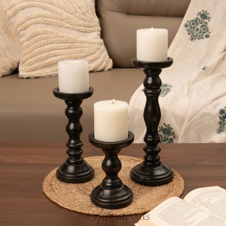 Candlestick Holder, Wood Candle Stand, Dining Table Decor, Wedding Centerpiece, Pillar Candle Holder, Table Centerpiece, Rustic Candle Holder, Tall Candle Holder, Hosting Decor, Wedding Decor, Holiday Decor, Christmas Gifts, Kitchen-And-Dining
