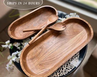 Large Wooden Dough Bowl: Handmade Bread Bowl for Table Centerpiece and Housewarming Gift