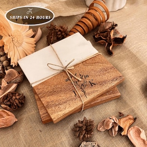 Custom Coasters Set, Personalized Marble Coasters, Wedding Gift For Guests, Bridal Shower Gift, Name Coasters, Couple Anniversary Gift