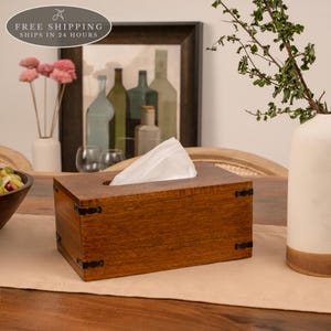 Pokrowiec na pudełko na chusteczki, Drewniany pojemnik na chusteczki, Organizer do łazienki w stylu rustykalnym, Prezent na parapetówkę