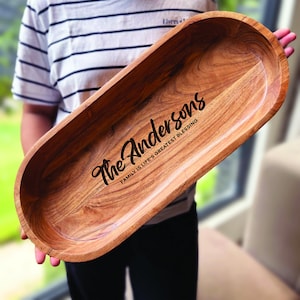 Custom Engraved Dough Bowl, Personalized Family Gift, Rustic Keepsake Bowl, Unique Home Décor, Custom Family Name Bowl