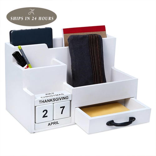 Organiseur de bureau, Décoration de dortoir, Organisation du rangement, Rentrée des classes, Accessoires de bureau, Organiseur de courrier en bois avec tiroirs, Organiseur de bureau