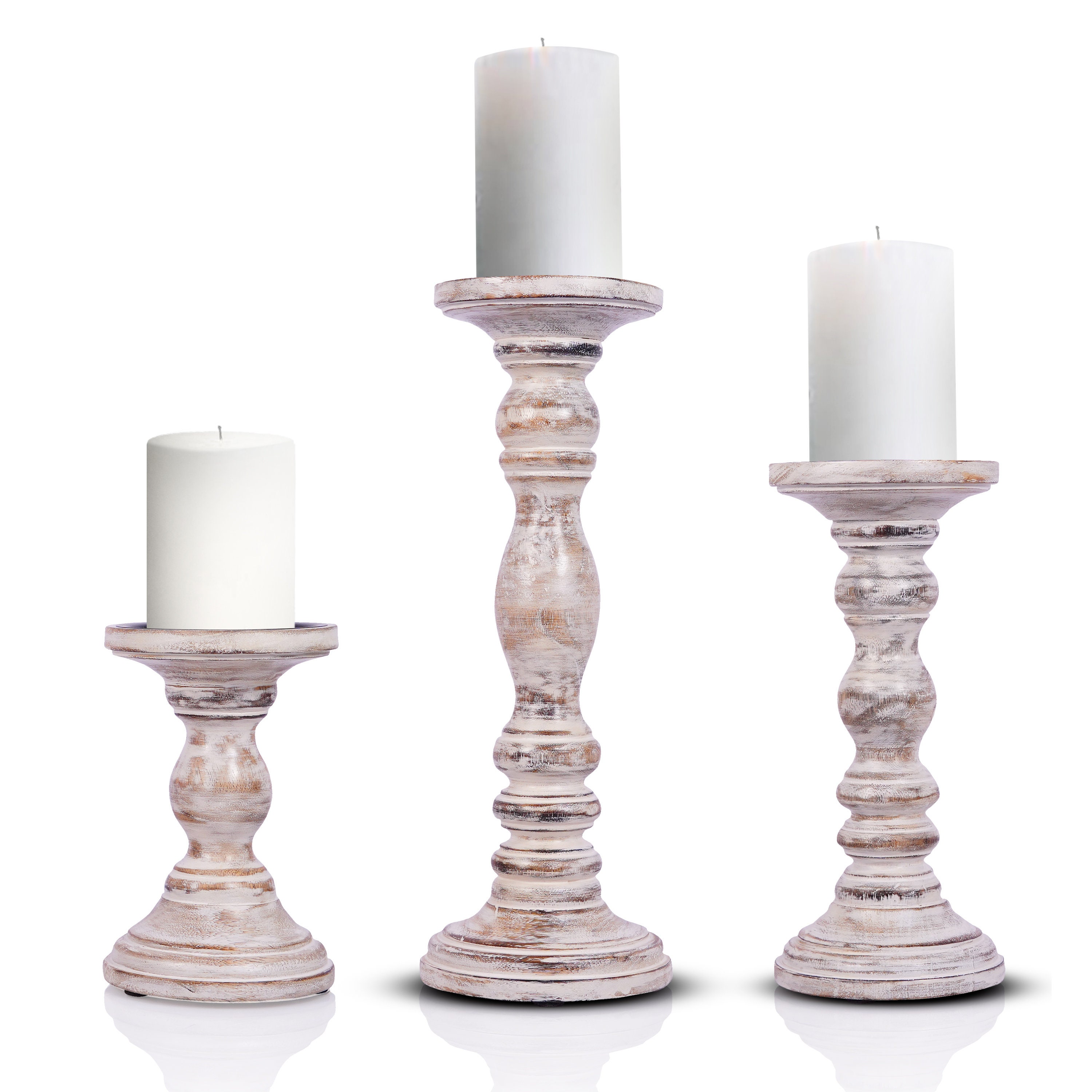 Candle Holder Wooden, Fall Host Gift, Pillar Candle Holder Set Of 3, Candlesticks Holder, Wedding Candles Stand,Farmhouse Tall Candle Holder