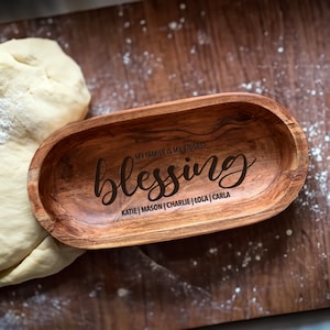 Engraved Wedding Gift Wood Bowl, Personalized Prayer Bowl, Fall Host Gift, Religious Gifts, Dough Bowl, Christian Gifts, Table Centerpiece