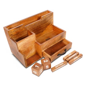 Wood Desk Organizer for Back to School, Home Office, Mail Room, Cell Phone Holder, and Kitchen Storage image 6