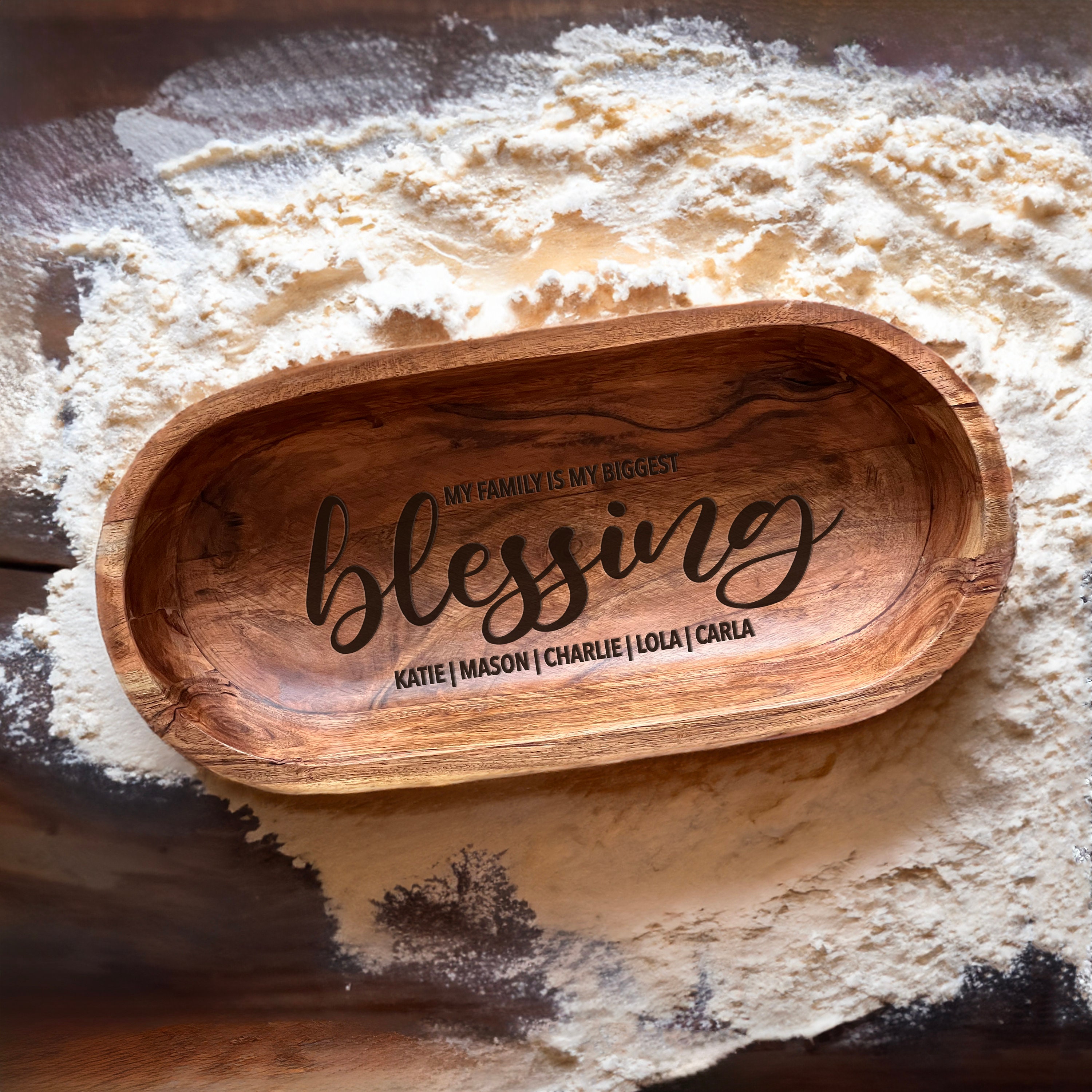 Personalized Prayer Bowl, Religious Gifts, Engraved Wooden Bowl, Easter Home Decor, Dough Bowl, Christian Gifts, Table Centerpiece, Hosting