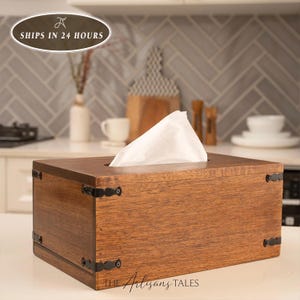 Tissue Box Cover Rectangular, Homeware, Wood Tissue Box Holder, Holiday Hosting, Home-Decor, Reusable Tissue Box With Slide Out Bottom