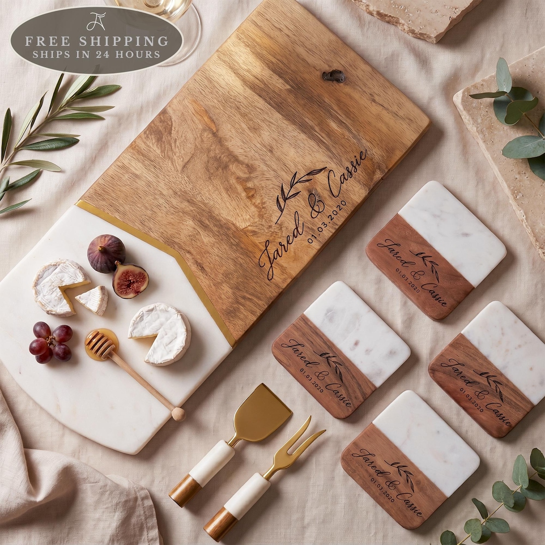 Personalized Charcuterie Board: Mothers Day Gift, Newlywed Gift, New Home Gift, Coaster Options, Holiday Hosting