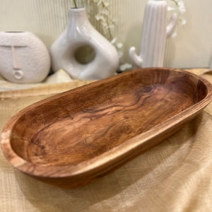 Extra Large Long Carved Wooden Dough Bowl, Fall Decor Bowl, Riser, Serving Bowls, Bread Dough Bowl, Hand Carved Bowl, Biscuit Making Bowl