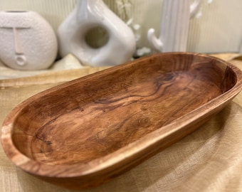 Extra Large Long Carved Wooden Dough Bowl, Fall Decor Bowl, Riser, Serving Bowls, Bread Dough Bowl, Hand Carved Bowl, Biscuit Making Bowl