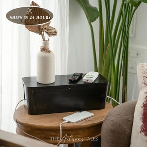 Cable Management Box, Wooden Cable Tidy Box, Gifts For Him, Wire Organizer, Power Strip Box,Desk Organization,Cord Hider,Surge Protector Box