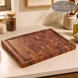 Personalized XL End Grain Cutting Board: Wedding Gift, Charcuterie Board, Anniversary Gift