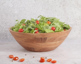 Wooden Fruit Bowl, Holiday Hosting Decor, Homeware, Serving Bowl, Wooden Salad Bowl, Rustic Dinnerware, Bread Bowl, Curved Mixing Bowl