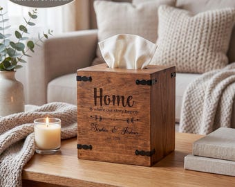 Wooden Square Tissue Box: Bathroom Tissue Cover, Toiletry Organizer, Guest Bathroom Decor