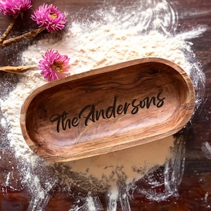 Personalized Laser Engraved Cross Wooden Dough Bowl, Hand Carved Wooden Dough Bowl,  New Home Gift, Wood Bowls handmade Gift for Bride to be