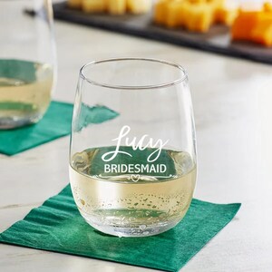 Personalized Bridesmaid Wine Glasses, Wedding Gift, Bridal Shower Gift, Custom Engraved Glass Set, Bachelorette Party, Bridesmaid Proposal
