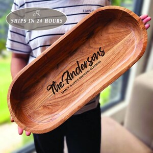 Custom Engraved Dough Bowl, Personalized Family Gift, Rustic Keepsake Bowl, Unique Home Décor, Custom Family Name Bowl