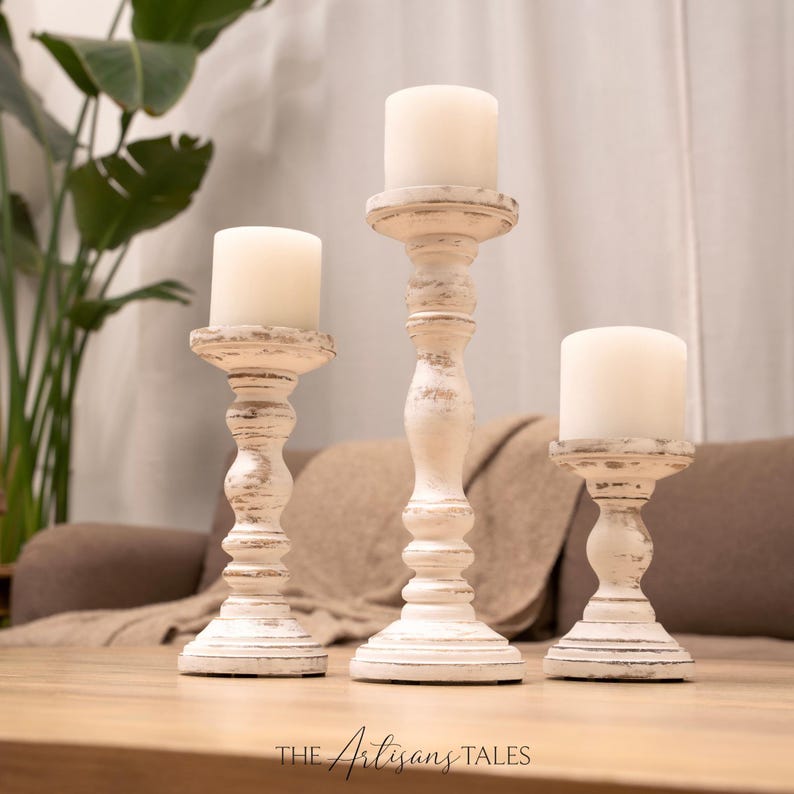 Candlestick Holder, Wood Candle Stand, Dining Table Decor, Wedding Centerpiece, Pillar Candle Holder, Table Centerpiece, Rustic Candle Holder, Tall Candle Holder, Hosting Decor, Wedding Decor, Holiday Decor, Christmas Gifts, Kitchen-And-Dining
