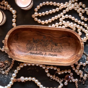 Personalized Wooden Bowl, Engraved Dough Bowl, Wedding, Couples, Engagement,  Anniversary Gift