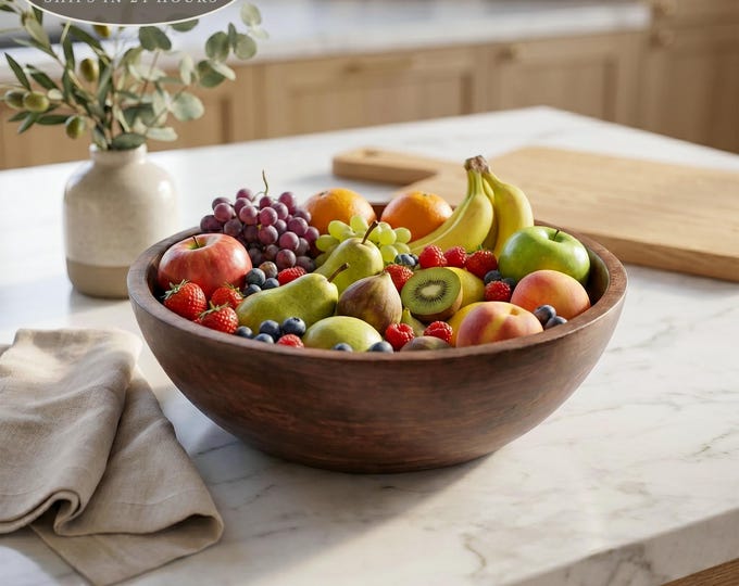 Wood Salad Bowl: Serving Decor for Kitchen Tables, Holiday Hosting, Housewarming, Christmas Gift