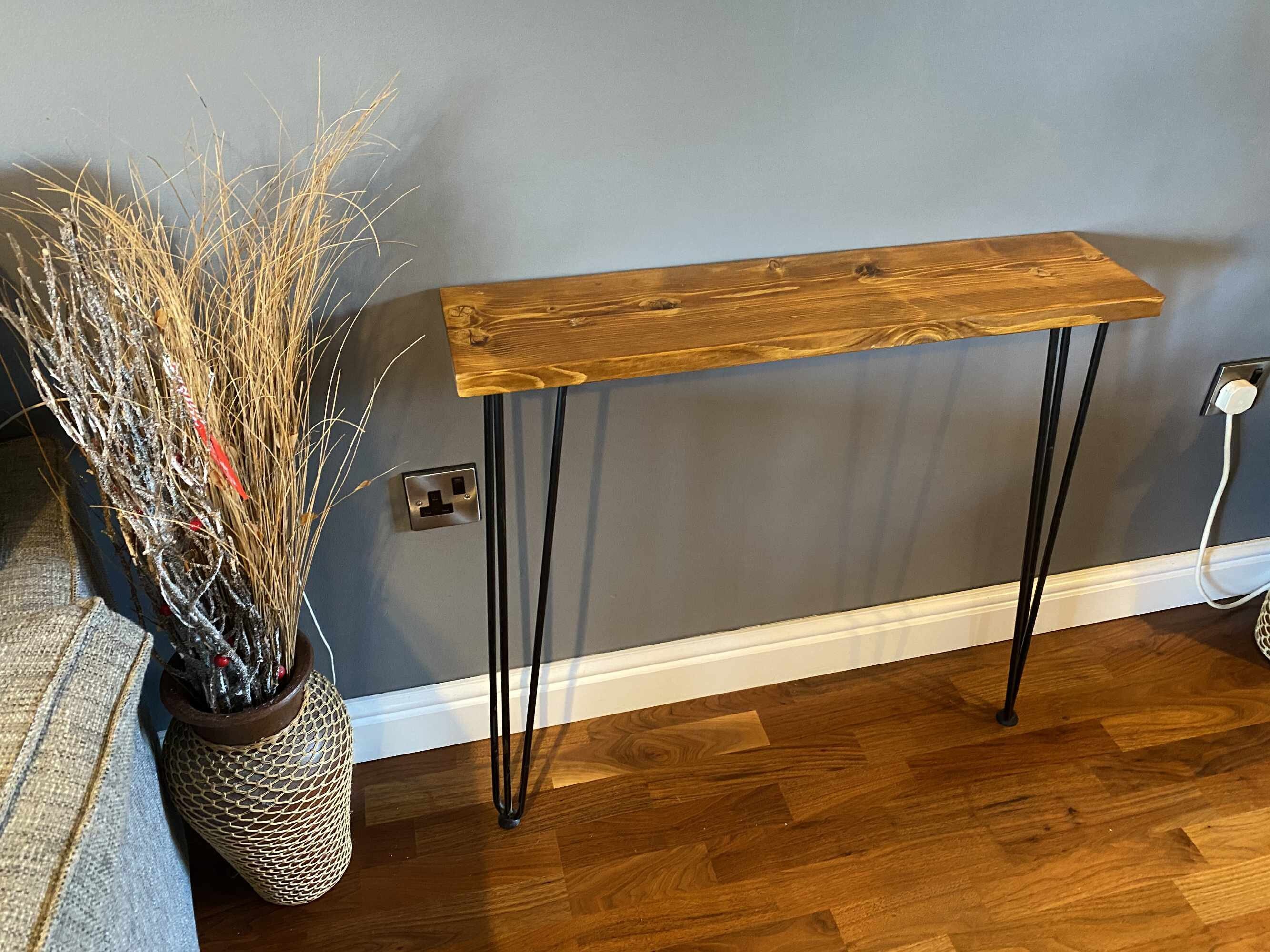 Custom Rustic Console Table With Hairpin Legs Entry Table Etsy