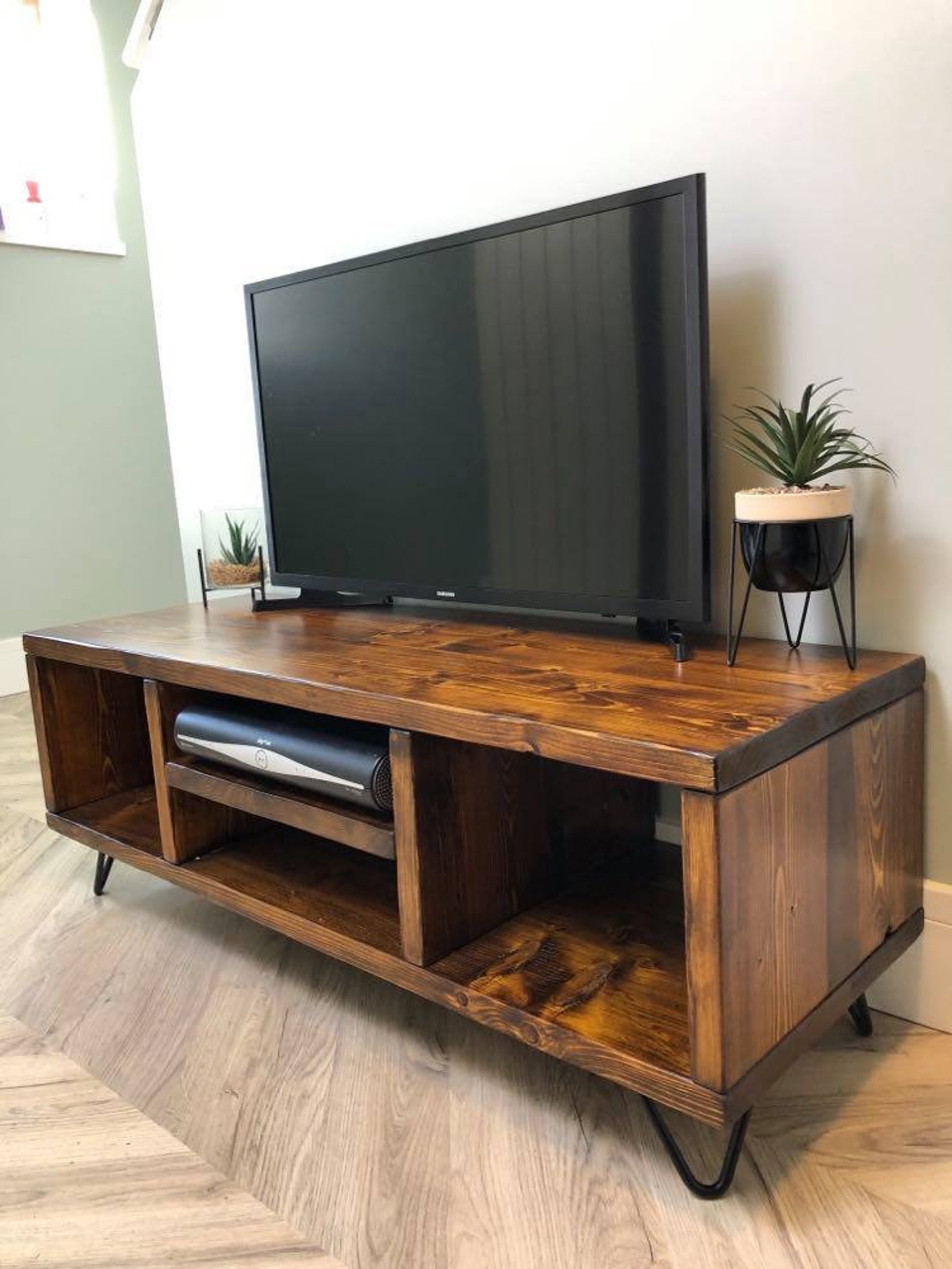 Custom Rustic TV stand Wooden Media Unit Handmade with Etsy