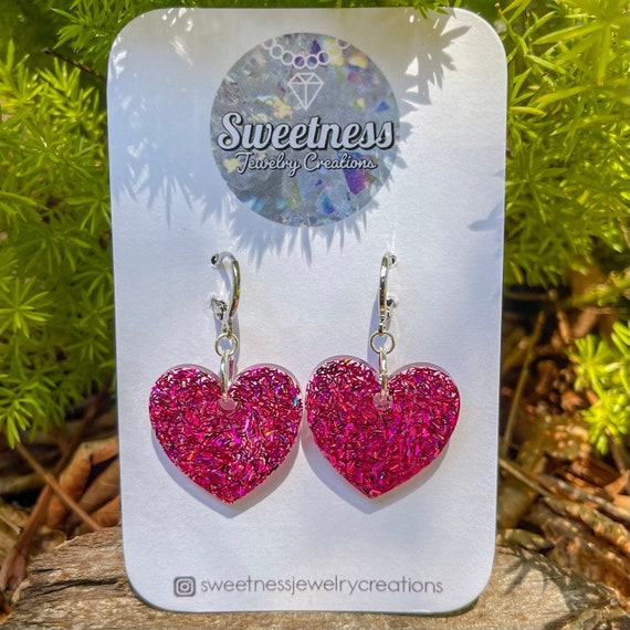 Heart resin earrings deals
