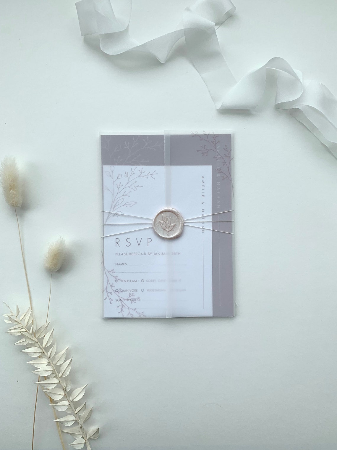 Printed vellum jacket for 5x7 wedding invitations Etsy