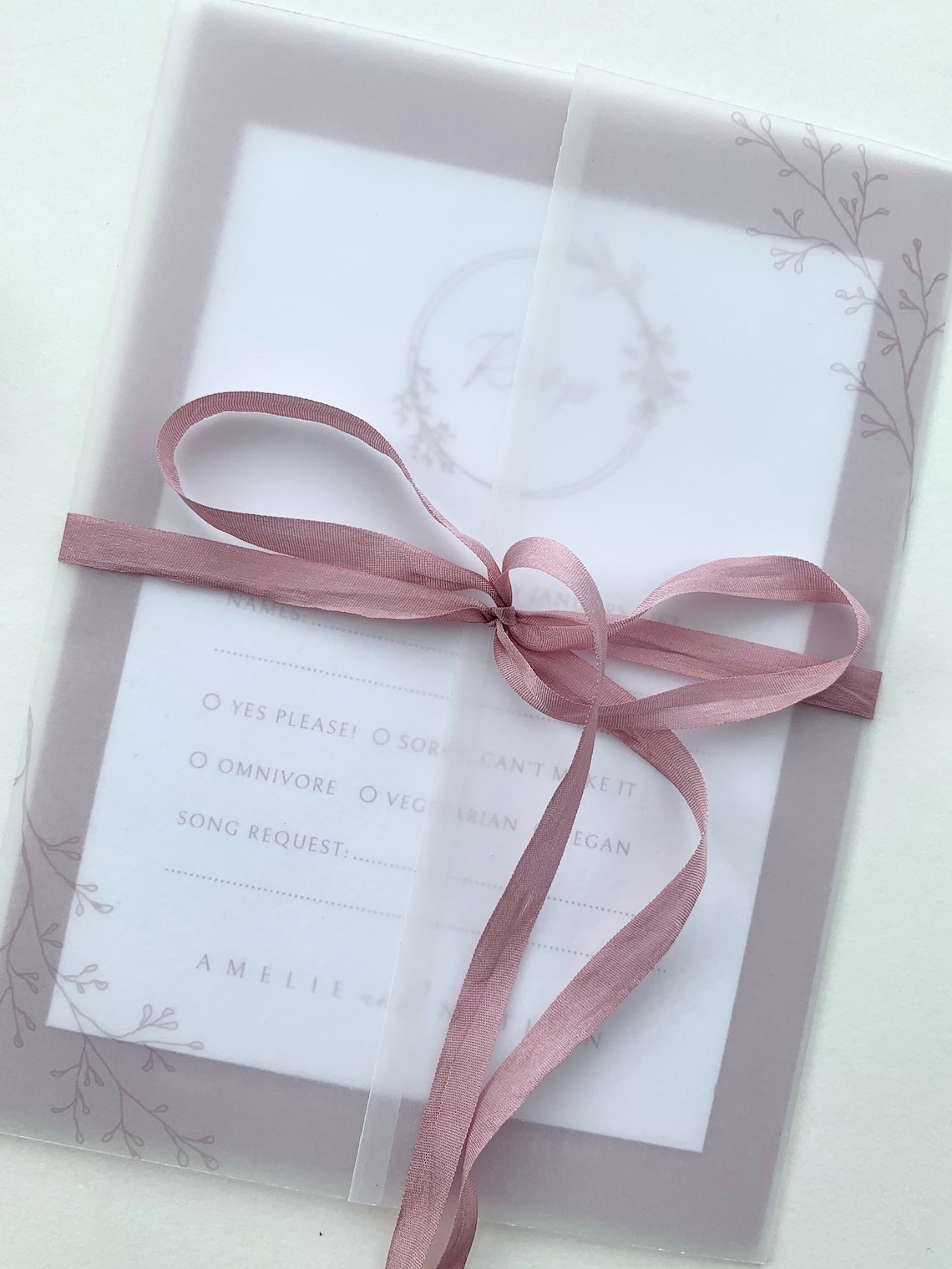 Printed vellum jacket for 5x7 wedding invitations Etsy