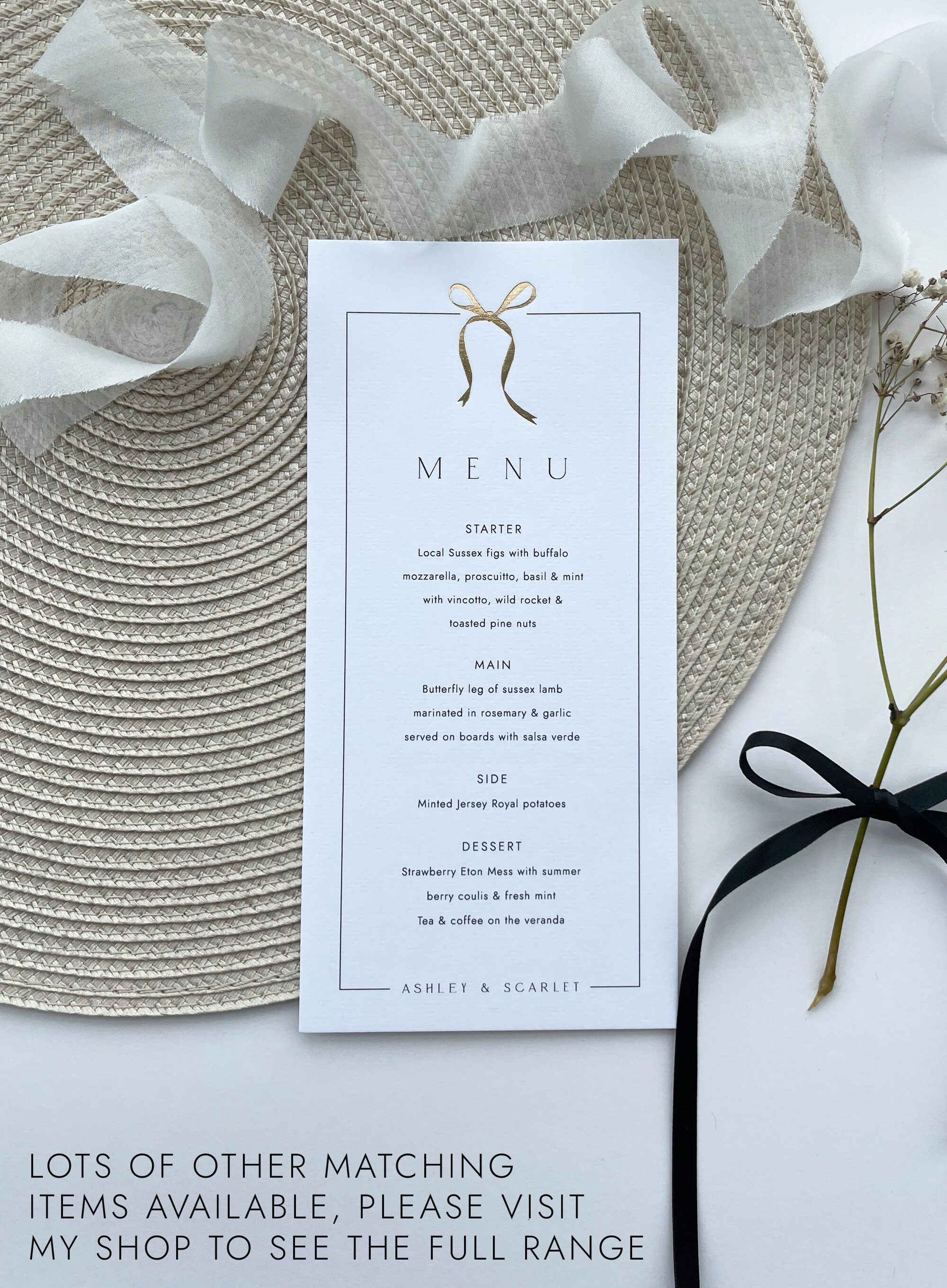 Table Numbers With Ribbon Elegant Gold Foil Ribbon Bow Wedding Table Number, Printed Monochrome ...