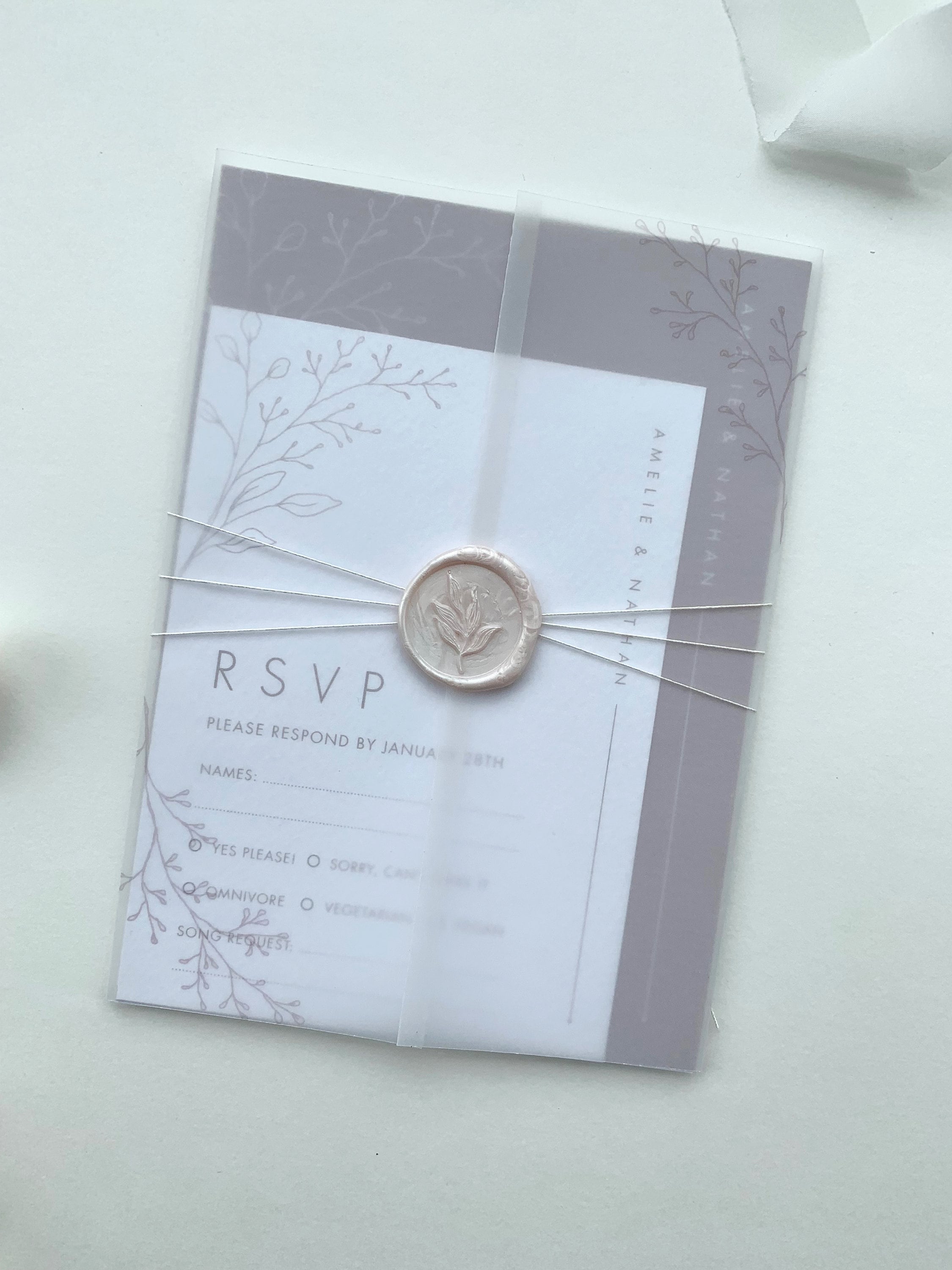 Printed vellum jacket for 5x7 wedding invitations Etsy