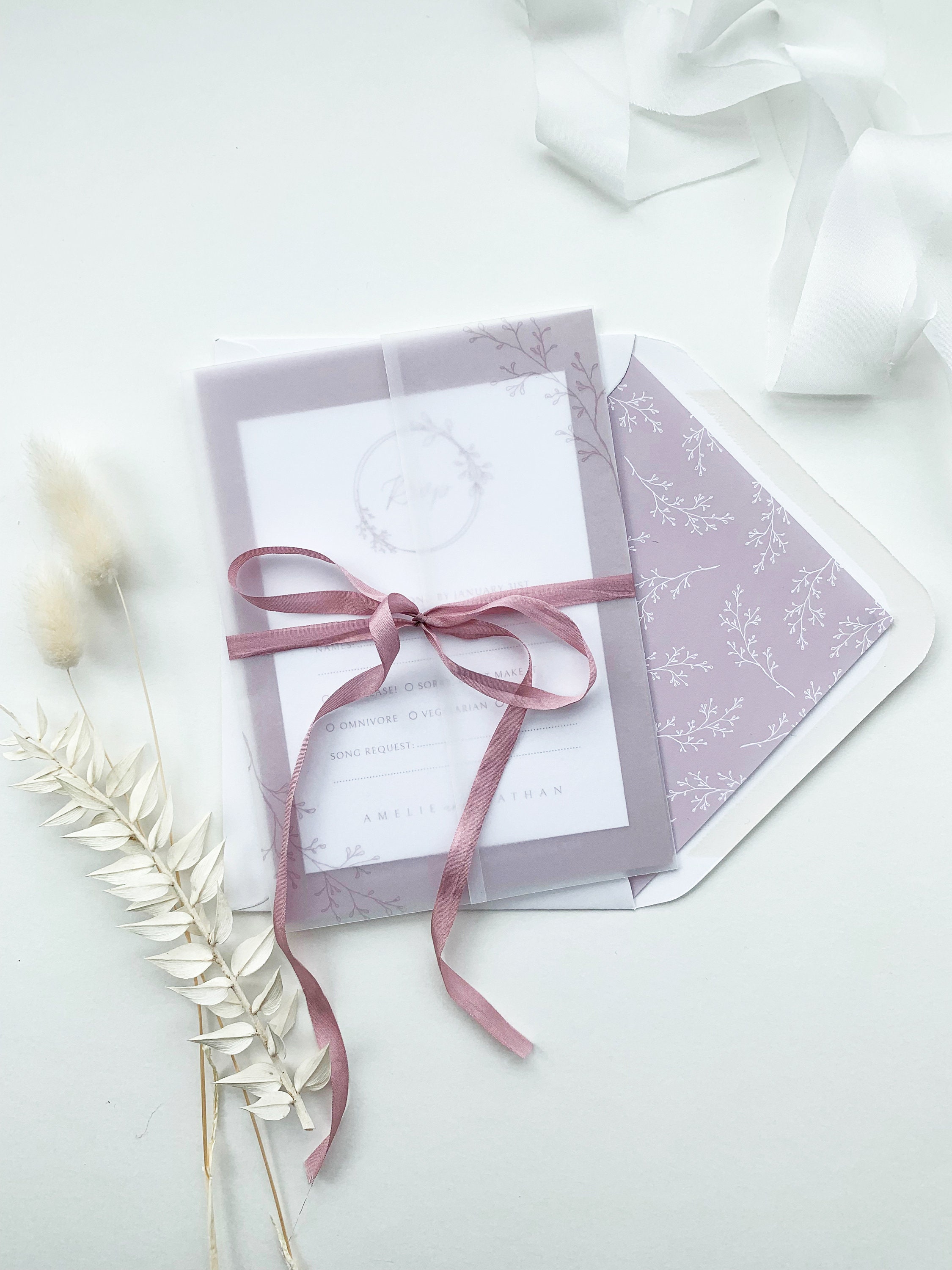 Printed vellum jacket for 5x7 wedding invitations Etsy