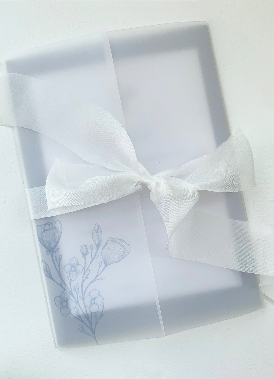 Printed vellum jacket for 5x7 wedding invitations minimal blue Etsy