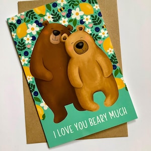 Carte de voeux ours, carte de voeux, animaux mignons, mignon, illustration