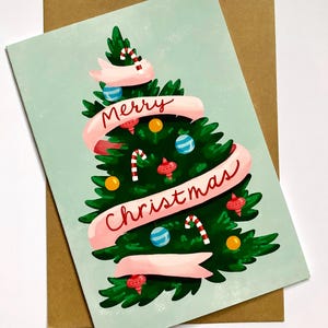 Arbre de Noël, carte de voeux, Noël