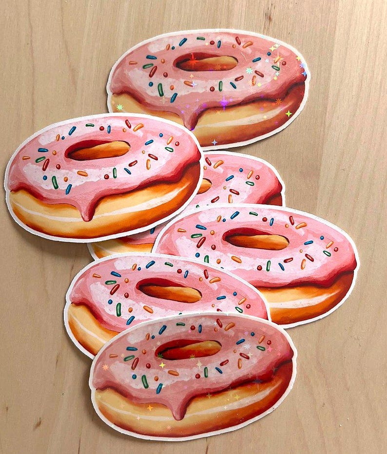 Simple Donut Basic Sticker Confetti Donut, Vinyl Sticker, Illustration - Etsy