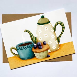 Caffè e muffin, biglietto di auguri, tutte le occasioni