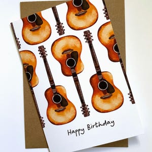 Cartão de felicitações de aniversário de guitarra, cartão de felicitações, guitarra, ilustração