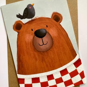 Carte de voeux ours croate, carte de voeux, animaux mignons, mignon, illustration