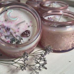 Strawberry Clove Candle: Strawberry Quartz, Herbs, 4oz Soy Wax