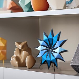 Prachtig blauw exotisch karton papier stersculptuur