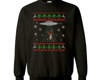 Alien Abduction Santa Sweatshirt: Ugly Christmas Style Crewneck