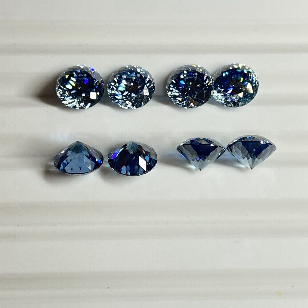 Moissanite Diamant Bleu Clair 1ct 6.5mm - Certificat GRA - Pierre Ronde Alternative Diamant