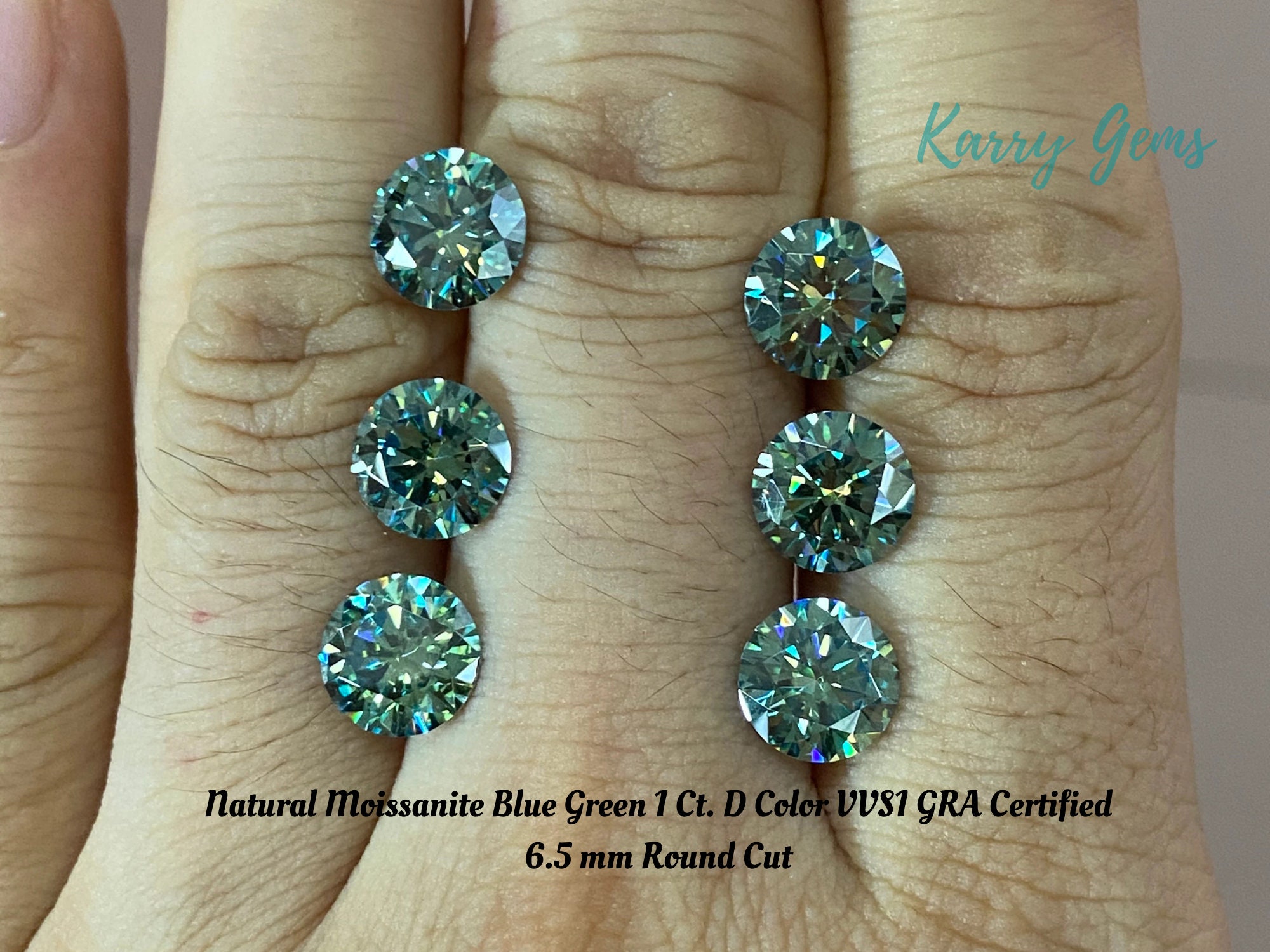 Blue green best sale moissanite