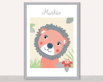 Poster for children, lion illustration for decoration of a child's or baby's room