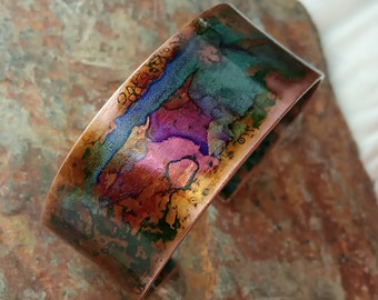 Cuff Bracelet Copper Patina Jewellery Handcrafted 7th Anniversary Gift For Her | FREE UK DELIVERY