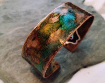 Cuff Bracelet Copper Patina Jewellery Handcrafted 7th Anniversary Gift For Her | FREE UK DELIVERY